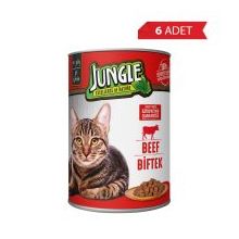 Jungle 6x415 gr Biftekli Yetişkin Kedi Konservesi