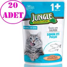 Jungle Pouch Somonlu Jelli 20x100 gr Kedi Yaş Maması