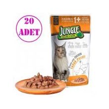 Jungle Tavuklu Soslu Pouch 20x100 gr Konserve Kısır Kedi Maması