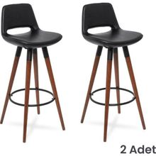 Just Home Retro Siyah 107 cm 2'li Bar Taburesi