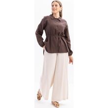 Kahve-Yarım Patlı Düğmeli Müslin Tunik - 42