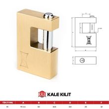 Kale Sarı 70 mm KD00150-270Kayar Milli Pirinç Asma Kilit