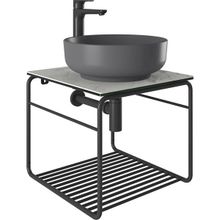Kale Volo 45 CM Yuvarlak Mat Antrasit Lavabolu Metal Banyo Mobilya Seti