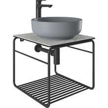 Kale Volo 45 CM Yuvarlak Mat Gri Lavabolu Metal Banyo Mobilya Seti