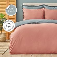Karaca Home 160 x 220 cm Basic 100 Pamuk Terecota Petrol Çift Taraflı Tek Kişilik Nevresim Takımı
