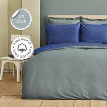 Karaca Home Basic Lacivert Petrol Pamuk Çift Taraflı Çift Kişilik 240x260 cm Nevresim Takımı
