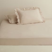 Karaca Home Bej Basic %100 Pamuk Çift Kişilik Düz Çarşaf