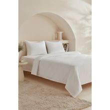 Karaca Home White Collection Vessa Beyaz Çift Kişilik Çizgili Saten Nevresim Takımı