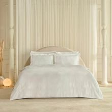 Karaca Home White Collection Vessa Beyaz Çift Kişilik Çizgili Saten Nevresim Takımı