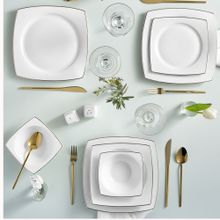 Karaca Jamie New Bone Platin 57 Parça Kare Yemek Takımı