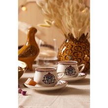 Karaca Nakkaş 6 Kişilik 100 ml Beyaz Kahve Fincanı Takımı