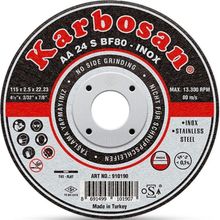 Karbosan 910410 125x1.6x22.23 mm AA 46 R BF80 INOX Paslanmaz Çelik İnce Kesme Diski