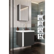Karen Banyo 60 cm Antrasit Kemer Aynalı Takım Banyo Dolabı