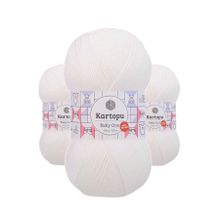 Kartopu K010 3 Adet Kar Beyaz Baby One Tüylenmeyen El Örgü İpi Yünü