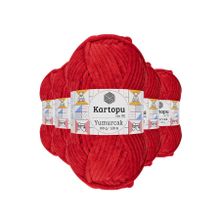 Kartopu K165 5 Adet Açık Kırmızı Yumurcak Kadife El Örgü İpi