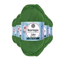 Kartopu K486 Çam Yeşili Lotus Bikini Büstiyer Bluz 5 Adet Örgü İpi