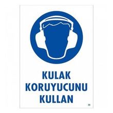 Katar Market Kulaklık Koruyucunu Kullan Uyarı Levhası