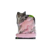 Katzen-Garnitur Uzatmalı Kurdeleli Pembe Kedi Küçük Irk Köpek Göğüs Tasması