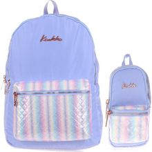 Kaukko Bright Taşlı Floral Mavi Okul Çantası