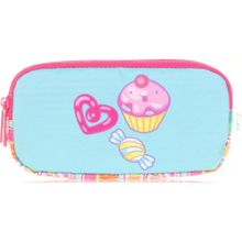 Kaukko L8139 Aynalı Nakışlı Sweet Mavi Kids 3 Bölmeli Kalem Çantası
