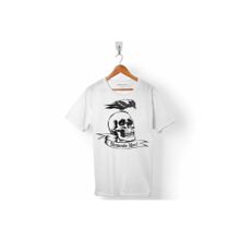 Kendim Seçtim T01B3397 Beyaz Memento Morı Skull Crow Skeleton Kuru Kafa Erkek T-shirt