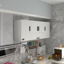 Kenzlife Acus 60x150x32 cm Mutfak Kapaklı Raflı Hazır Beyaz Mutfak Dolabı