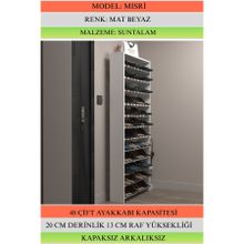 Kenzlife Ayakkabılık Mısri Mat Beyaz Suntalam 183*080*20 Kırksekiz Çift Ayakkabı Kapasitesi Arkalıksız