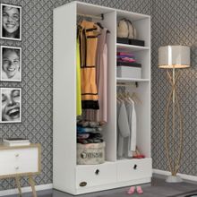 Kenzlife Bedri Beyaz 2 Bölmeli 2 Çekmeceli Kapaksız 182*100*42 CM Giyisi Dolabı