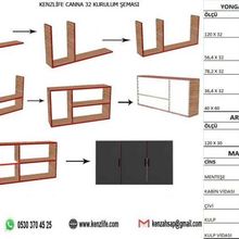 Kenzlife Canna Ceviz 60x120x32 cm Mutfak ve Banyo Dolabı