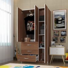 Kenzlife Civanperçemi 3 Kapılı 3 Çekmeceli Ceviz 180x120x52 CM Gardrop