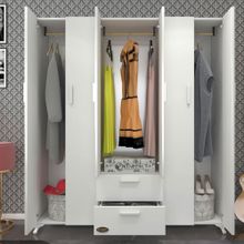 Kenzlife Glayör 168x150x42 cm Beyaz 6 Kapaklı Kapılı 2 Çekmeceli Gardrop