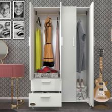 Kenzlife Gonca 4 Kapaklı Kapılı 2 Çekmeceli 168x100x42 CM Beyaz Gardrop