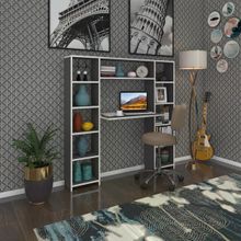 Kenzlife Gri 140x130x20 cm Raflı Ofis Bilgisayar Masası