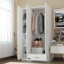 Kenzlife Hanımeli 180x120x52 CM 3 Kapılı 1 Çekmeceli Beyaz Gardrop