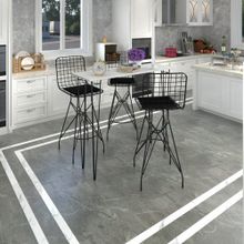 Kenzlife HEM105ZENGIN 140x40 cm Beyaz Siyah Masa ve 3 Adet Siyah Sandalye Takımı