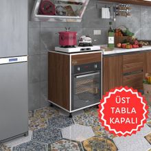 Kenzlife Kalimera Cvz 85x60x56 Fırın Ocak Dolabı Ayarlı Ayaklı Üstü Kapalı Ceviz Ankastre Modülü Kabini