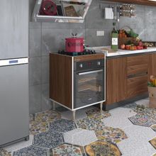 Kenzlife Lev Yaşin Cvz 89-81x60x56 Fırın Ocak Dolabı Ayarlı Ayaklı Ceviz Ankastre Modülü Kabini