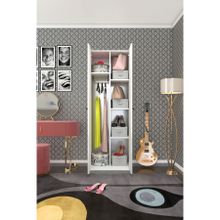 Kenzlife Leylak 173x60x42 CM 2 Kapılı Kapaklı Beyaz Gardırop