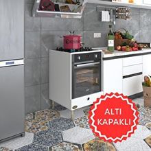 Kenzlife Nobelyum Beyaz Fırın Ocak Dolabı Özel Boy Ayarlı Ayaklı Kapaklı Ankastre Modülü Kabini