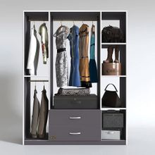 Kenzlife Orhan 175*120*40 Gri 2 Çekmeceli Gardrop