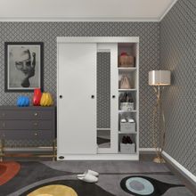 Kenzlife Papatya Sürgülü Kapaklı Kapılı Beyaz 120 CM Gardrop