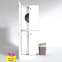 Kenzlife Roksana Beyaz Çamaşır Kurutma Çift Katlı Arkalıksız Makinesi Banyo Dolabı