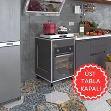 Kenzlife Tilkowski3 Gri 85*60*56 Fırın Ocak Dolabı Ayarlı Ayaklı Üstü Kapalı Standart Ankastre Modülü Kabini