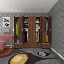Kenzlife Zambak 182x200x42 CM 8 Kapılı 4 Çekmeceli Kapaklı Ceviz Gardırop