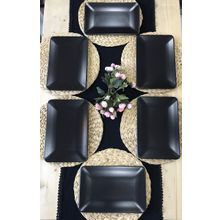Keramika 6 Adet 31x21 cm Mat Siyah Kayık Servis Tabağı