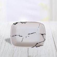 Keramika Beyaz Mermer Desen Dikdörtgen Kayık 13 cm Tabak