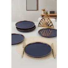 Keramika Kobalt Gold File Nordic 22 cm 6 Adet Pasta Tabağı Seti