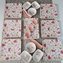 Keramika Mat Pembe Kelebek 18 Parça 6 Kişilik Kahvaltı Takımı