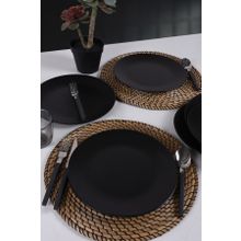 Keramika Mat Siyah Ege Servis Tabağı