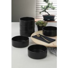 Keramika Mat Siyah Stackable 6'lı 14 cm Çorba Kasesi